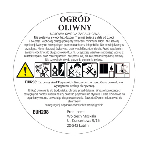 Ogród oliwny - świeca sojowa - 120 ml